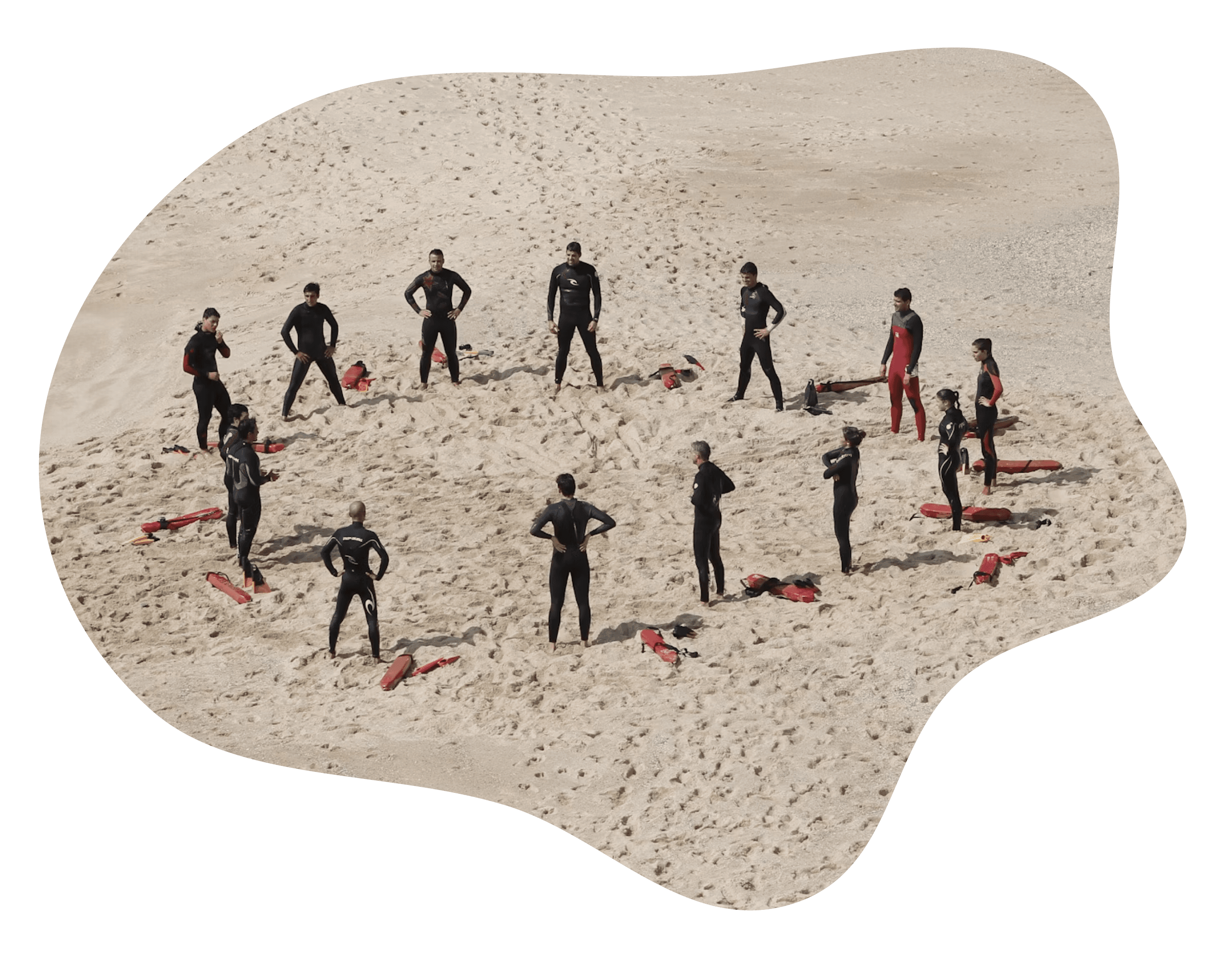 Image of beach with lifeguard post.